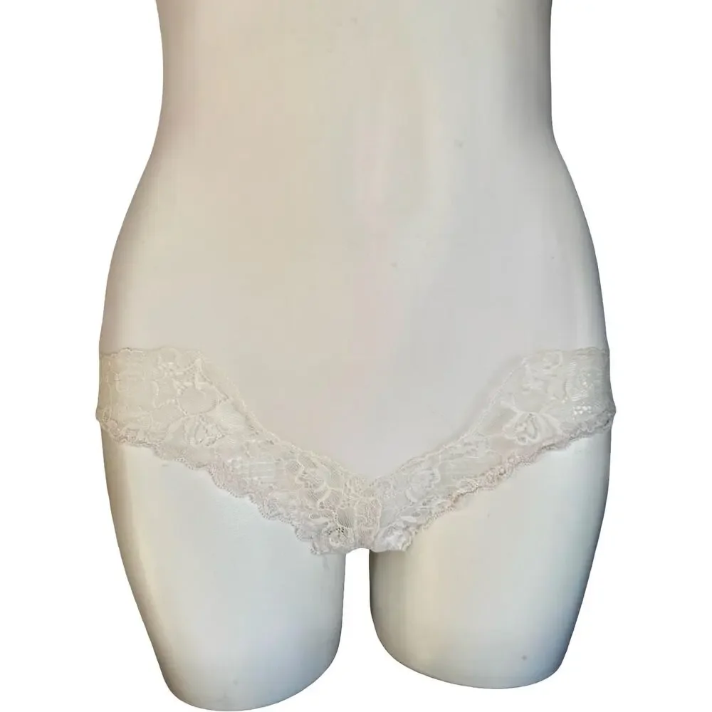 Vintage Maidenform Ivory Lace Teddy Tap Pant Set Nylon 1990 Lingerie Large